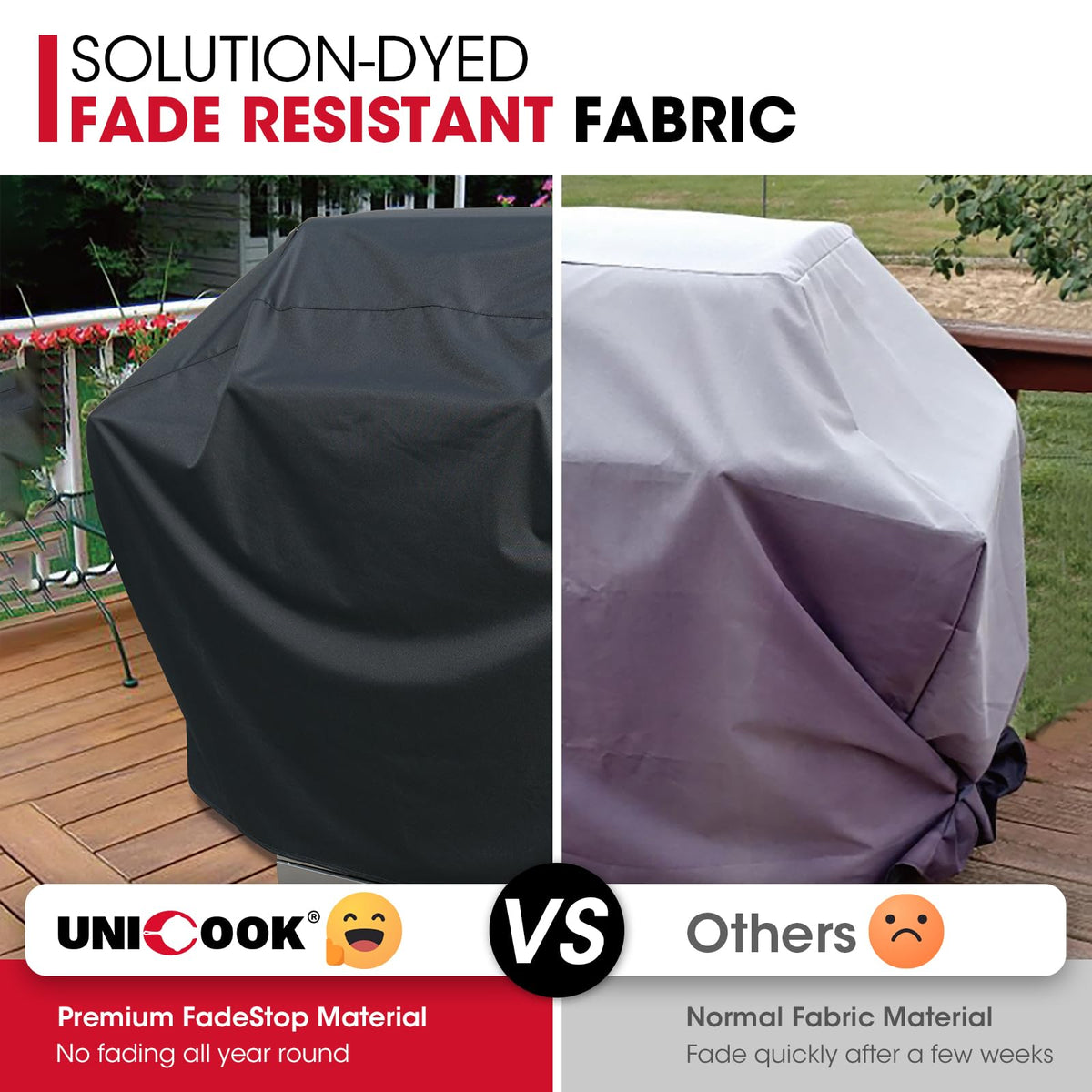 Unicook grill cover side vents promote air circulation and moisture relief.