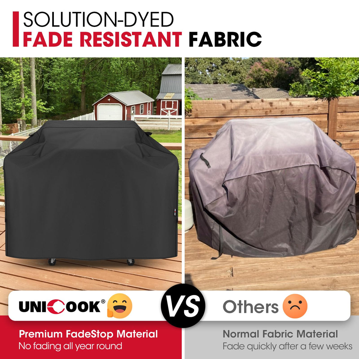 Unicook grill cover with waterproof coating keeps grill dry