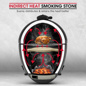 Unicook heat deflector stone enables pizza baking and bread in outdoor grill