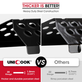 Heavy-duty flame guards in porcelain steel provide durable grill protection