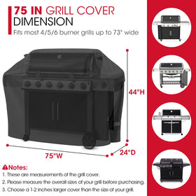 Unicook heavy-duty grill cover in closed-fit, easy to secure against strong winds.