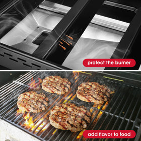 Smooth non-stick surface on heat plate simplifies cleaning after grilling