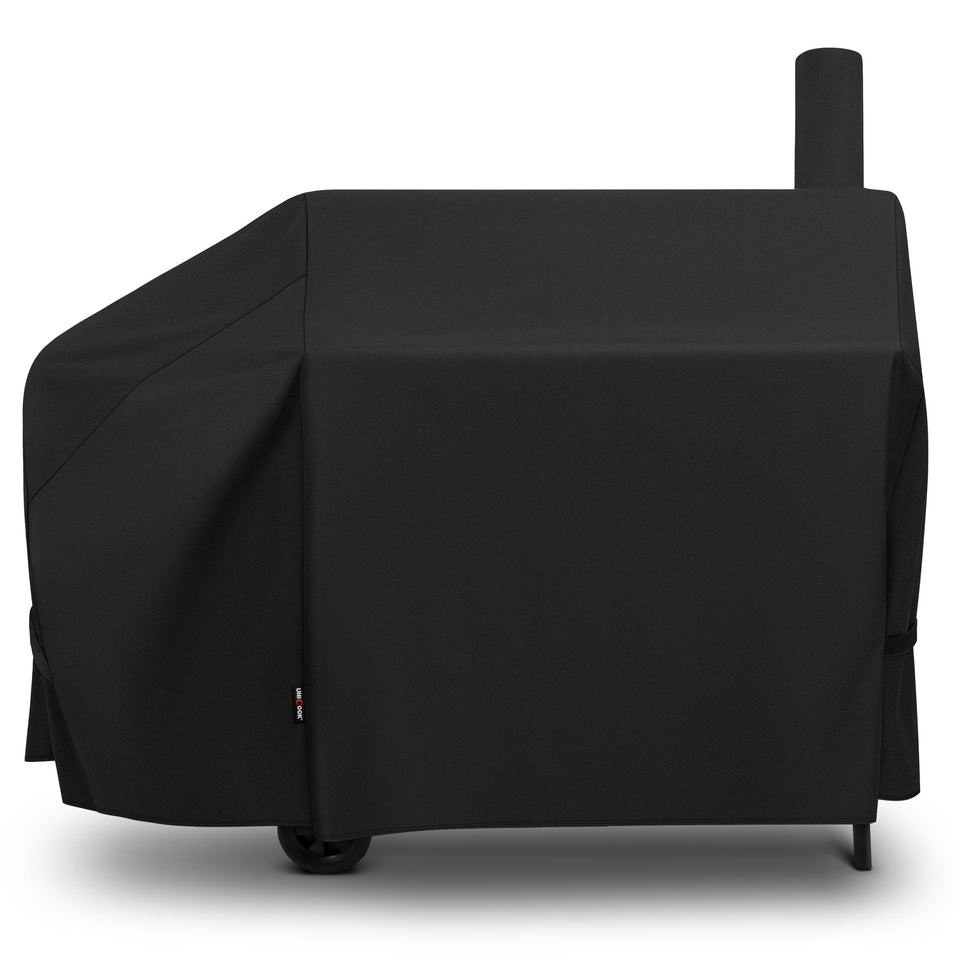 Unicook offset smoker cover 60-inch front view protects grill from weather and dust