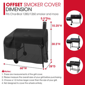 Unicook offset smoker cover 60-inch side view guards against rain and UV exposure