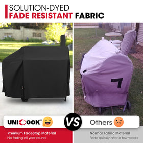 Unicook offset smoker cover wind straps close-up secures fit during windy days