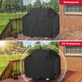 Unicook outdoor grill cover in a backyard setup protecting the grill
