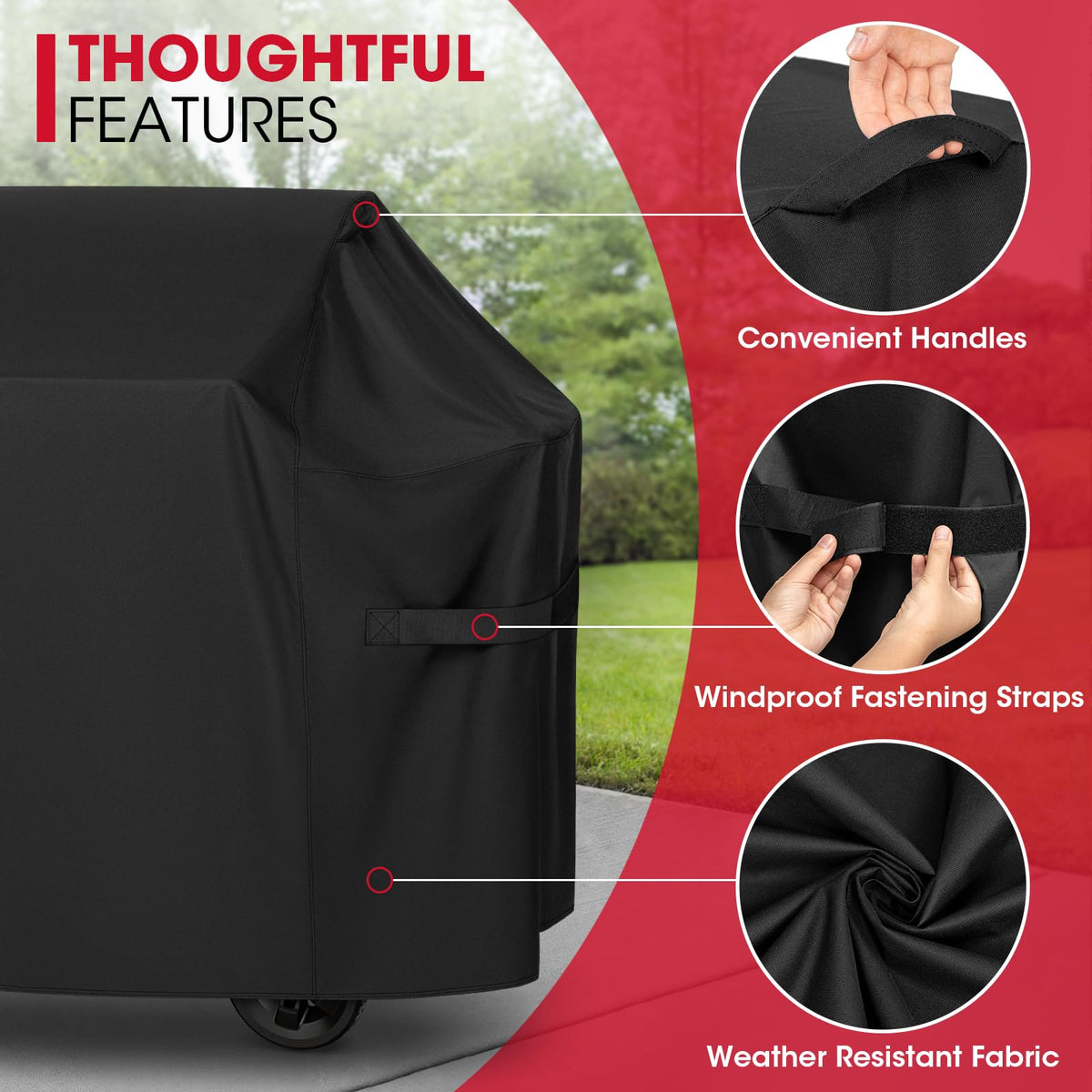 Outdoor grill covered by Unicook protecting from dust sun and rain