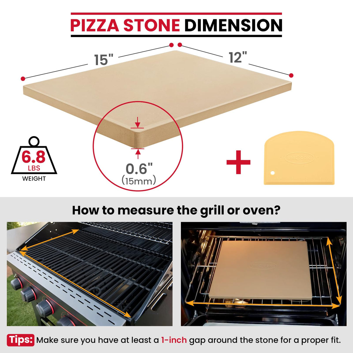 Unicook stone tolerates up to 1450°F for even cooking results