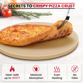 Unicook pizza stone micro-pores draw moisture for evenly cooked crusts.