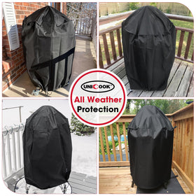 Unicook waterproof fade-resistant fabric shields grills from rain and UV exposure.