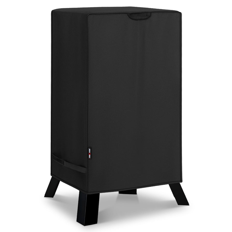 Unicook 40in smoker cover close-up shows durable fabric and precise fit.