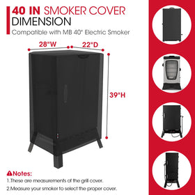 Unicook smoker cover closeup shows fade-resistant fabric and reinforced waterproof coating.