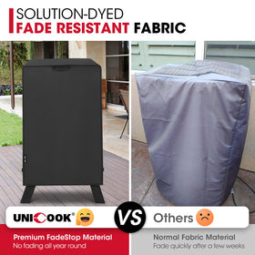 Close view of waterproof vinyl coating protecting against rain and snow with Unicook cover.