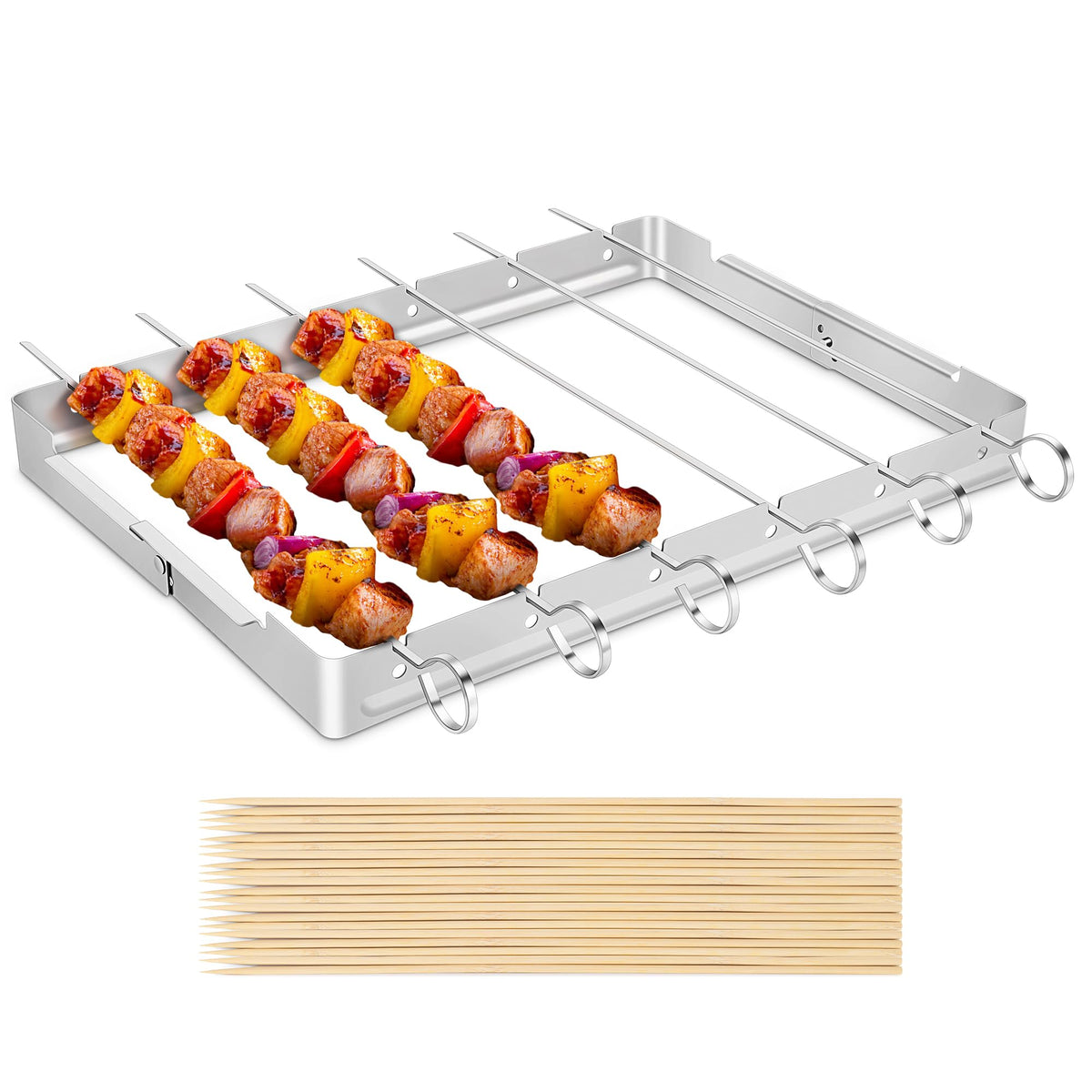 Unicook stainless steel skewers for even grilling kebabs