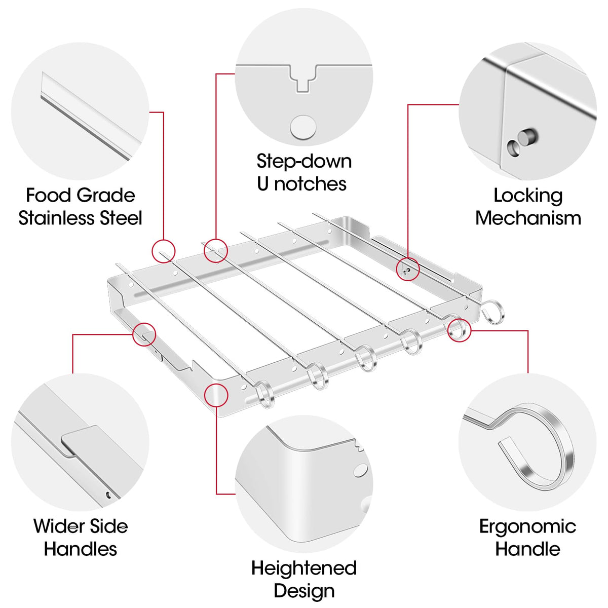 Durable stainless steel construction with locking mechanism for stability