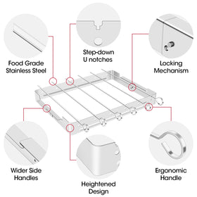Durable stainless steel construction with locking mechanism for stability
