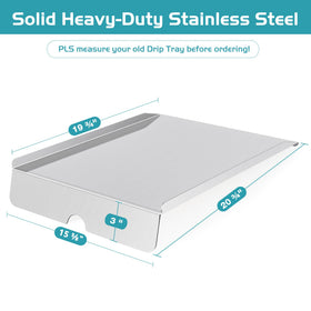 Unidanho drip tray heat baffle top view shows precise fit dimensions
