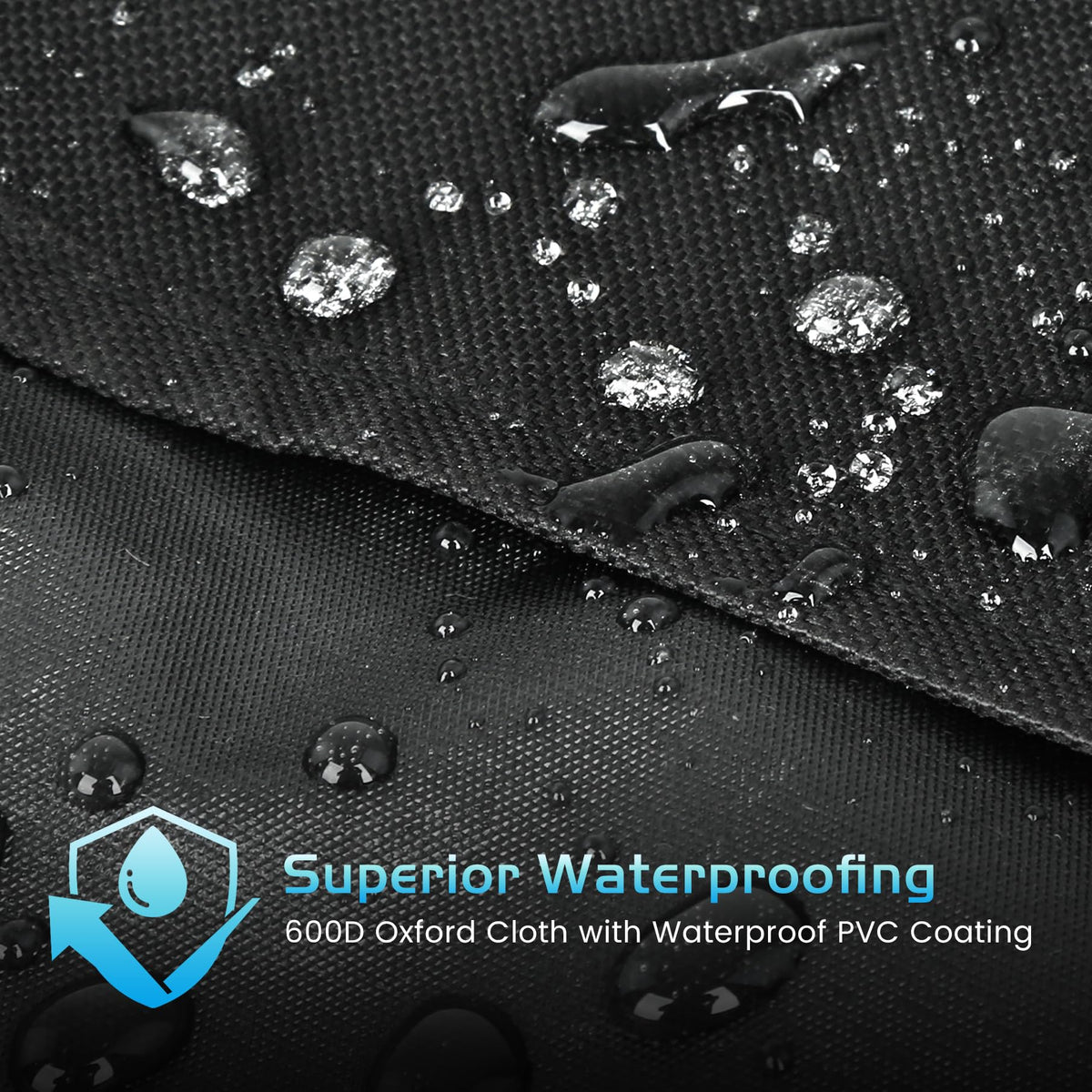 Close-up of Unidanho PB1020NX grill cover material detail showing heavy-duty fabric