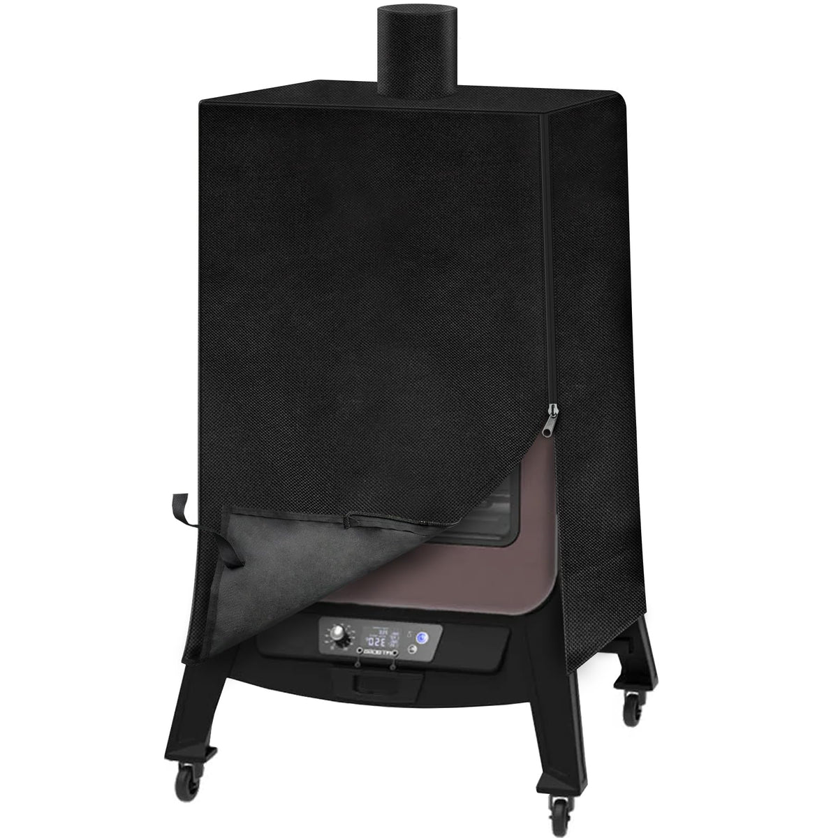 Unidanho Pit Boss vertical smoker cover front view protects against rain and sun.