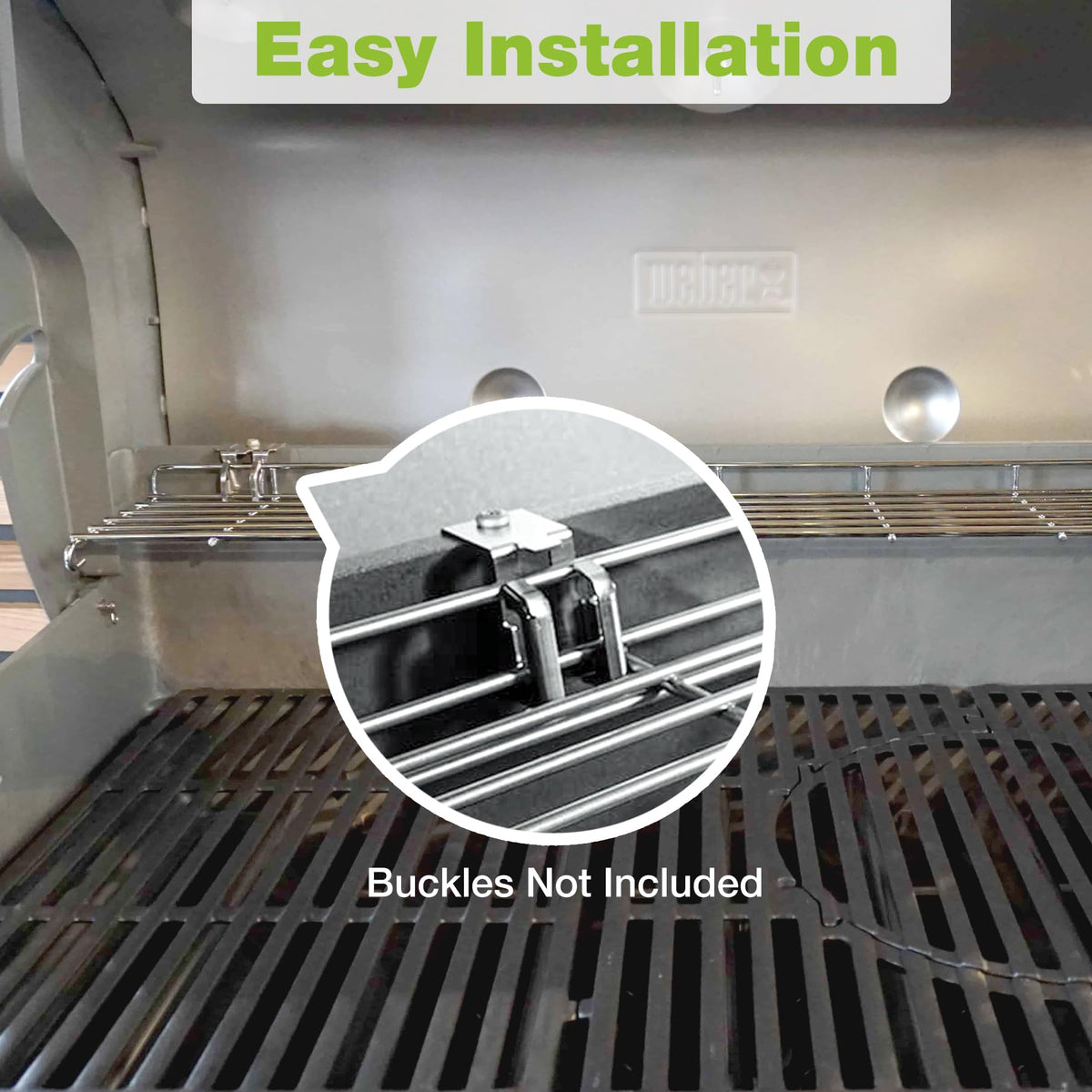 Unidanho warming rack in use on a Weber Genesis grill showing extra warming surface.