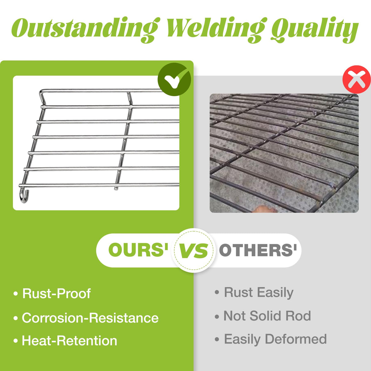 Unidanho warming rack rod detail emphasizing solid SUS304 material.