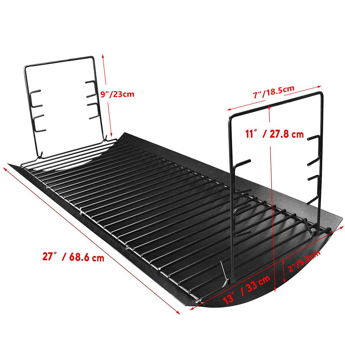 Uniflasy ash pan side view highlights generous size and precise fit