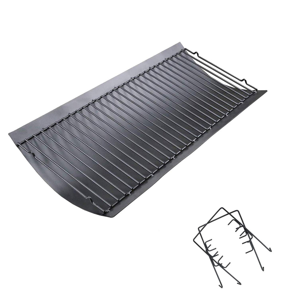 Uniflasy 27-inch ash pan top view shows durable porcelain-coated steel for longevity