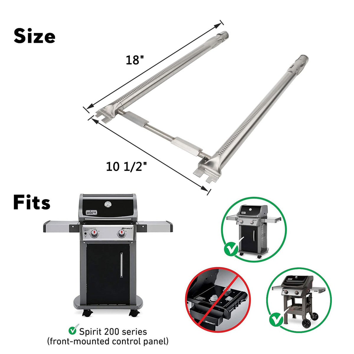304 stainless steel burner tubes resist rust and burn-through over time