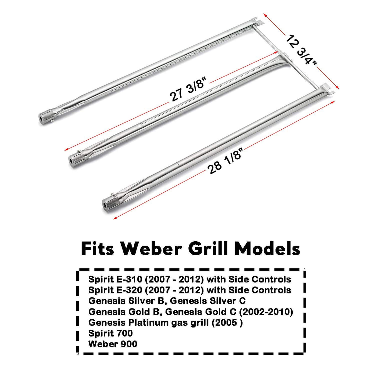 Uniflasy 7508 main burner tubes assembly—clear view of three tubes for even heat.