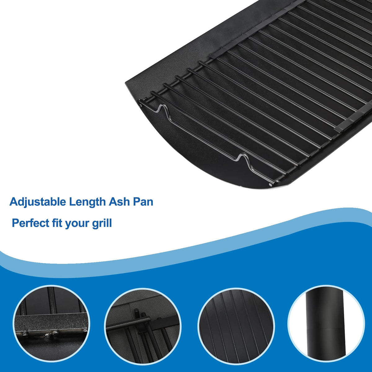Uniflasy adjustable ash pan length from 15.75 to 27.56 inches