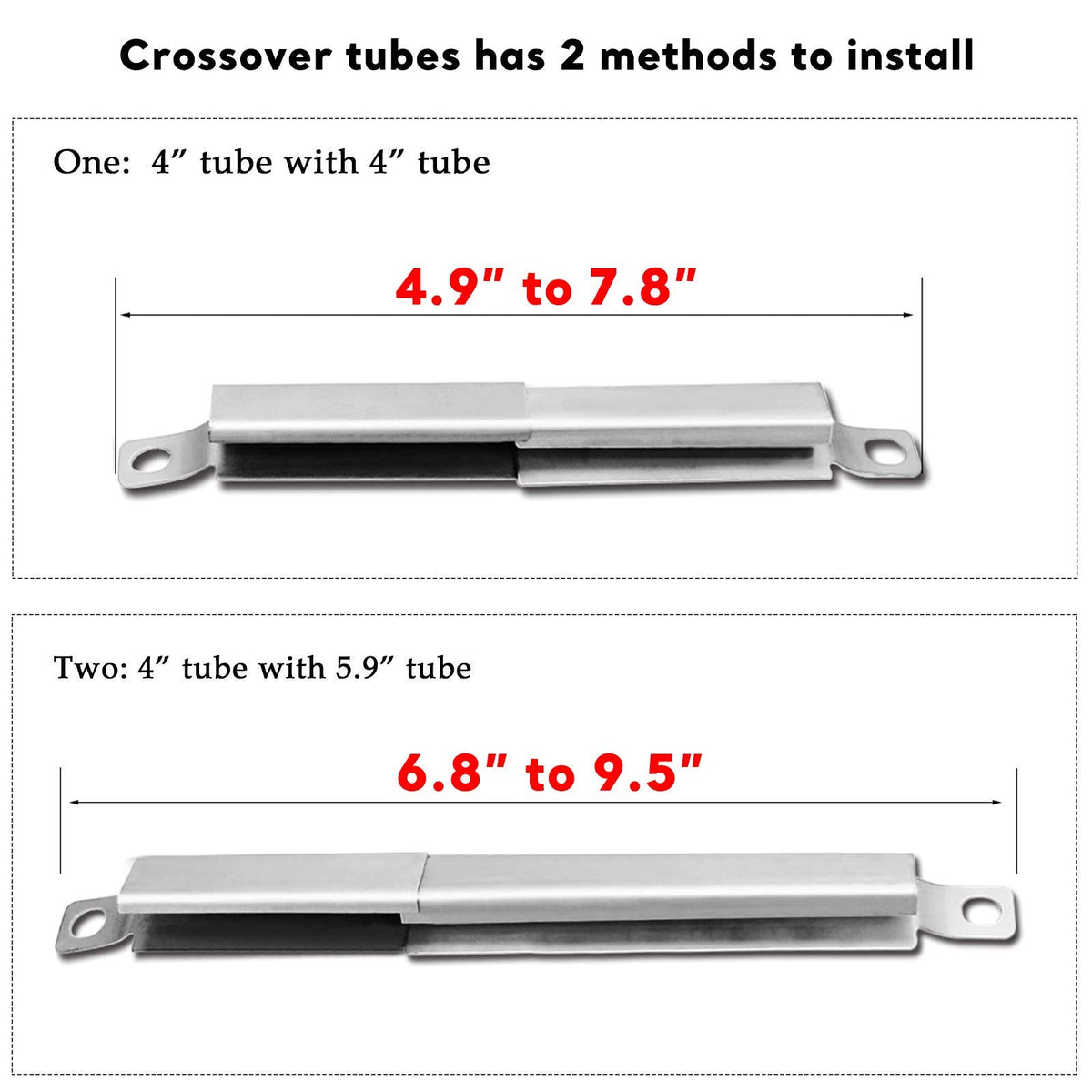Uniflasy adjustable crossover tubes extend from 5 to 9.5 inches for Kenmore grills