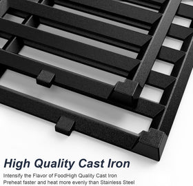 Uniflasy cast iron grate offers durable build and bold sear.