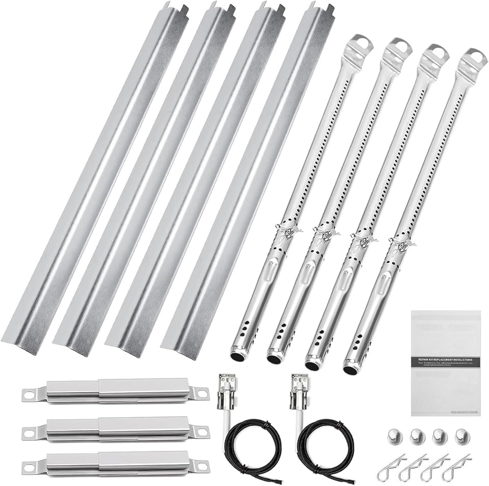 Uniflasy Char-Broil 4-Burner heat plates in stainless steel protect burners.