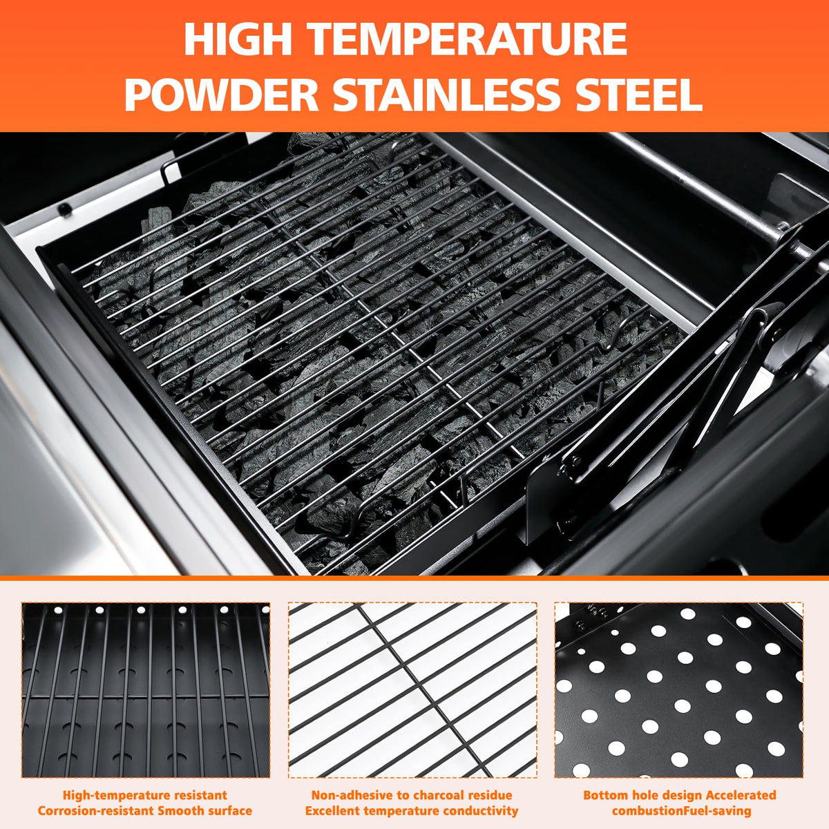 Uniflasy adjustable-length tray extending to fit different grill footprints