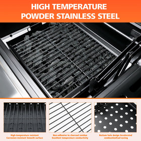Uniflasy adjustable-length tray extending to fit different grill footprints