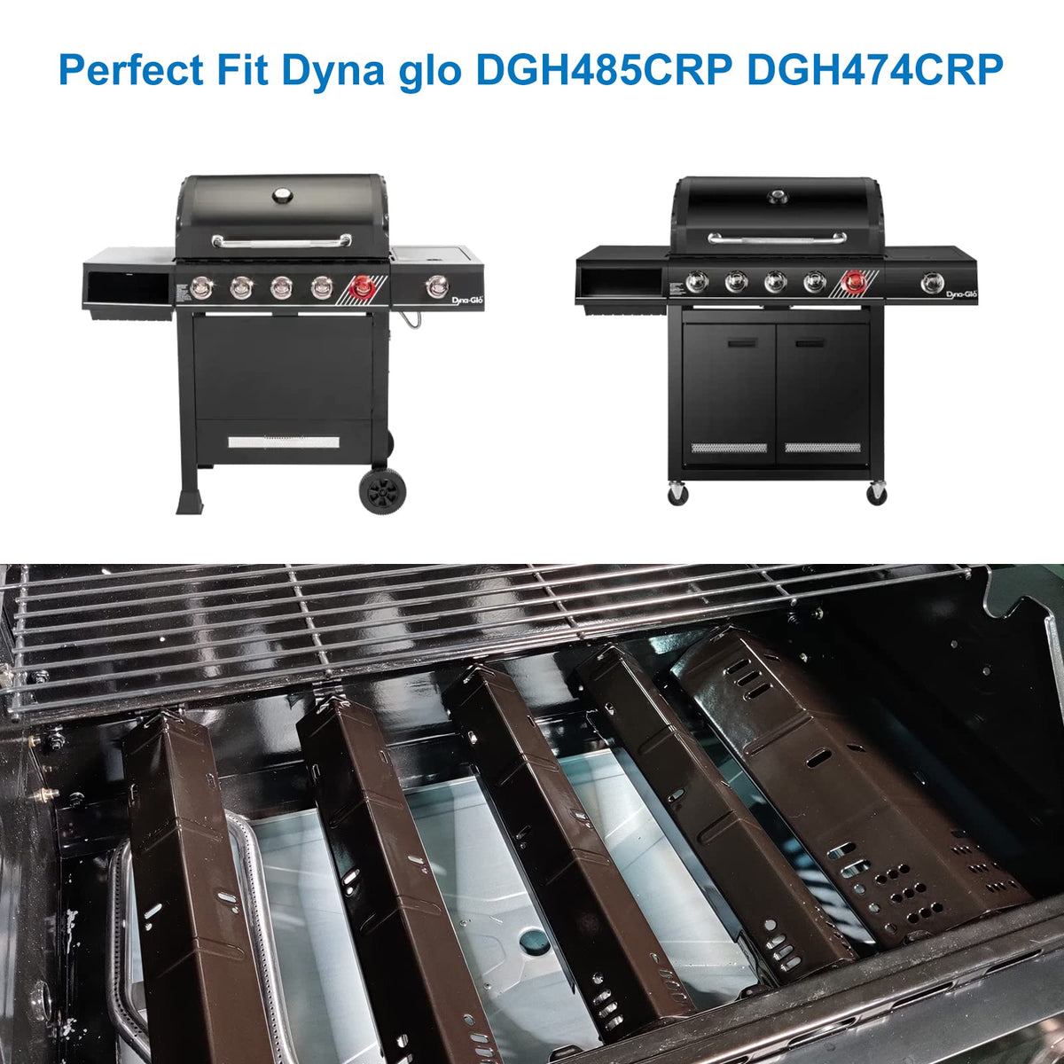 Uniflasy heat plate compatible with Dyna-Glo grills, easy retrofit for better performance.
