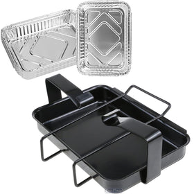 Uniflasy grill catch pan holder assembly for easy grease capture