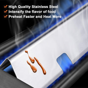 Uniflasy heat diffuser bars improve even cooking across the grate.