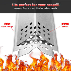 Uniflasy heat plates for Nexgrill 720-0898 protect burners from drips while heating evenly.