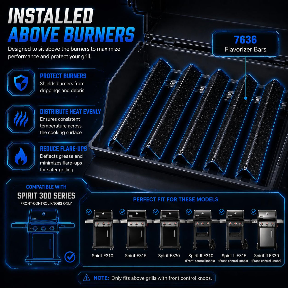 Uniflasy heat plates for Spirit II 300-series ensure even heat and durable cook surface.