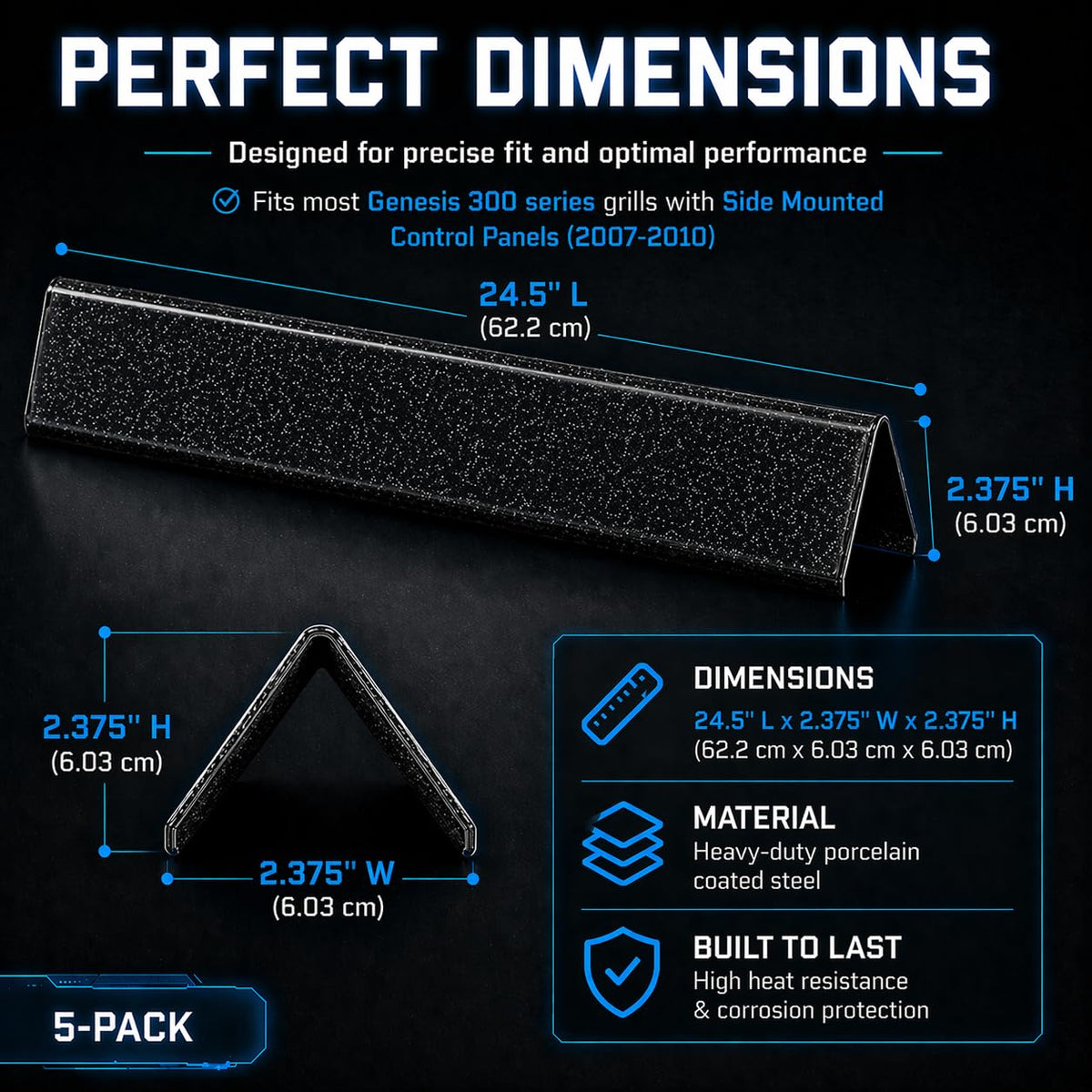 Uniflasy 16GA porcelain-steel heat plate offers durable heat protection.