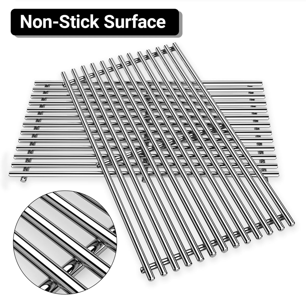 Uniflasy stainless steel grate edges protect burners during grilling sessions.