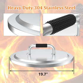 Uniflasy 304 stainless steel lid shields a 19.5-inch round fire pit