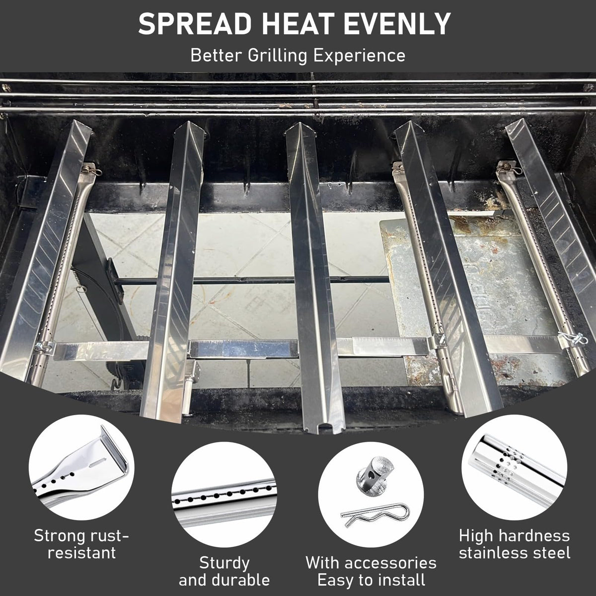 Uniflasy stainless steel material resists rust for longer grill life.