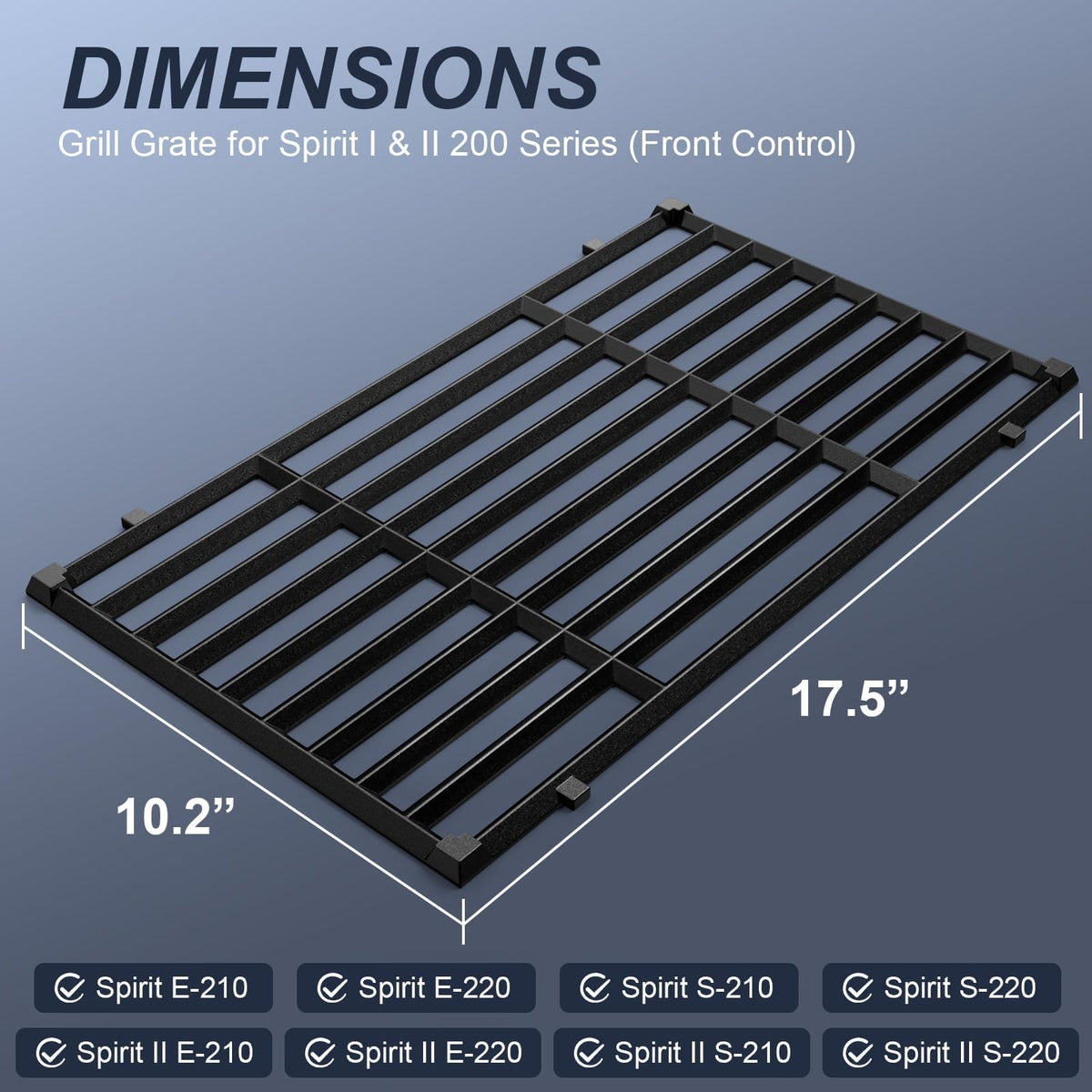 Uniflasy two-pack cast iron grill grates ready for Weber Spirit II