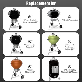 Uniflasy Weber 22-inch hinged grate with flip-up design enables quick charcoal access.