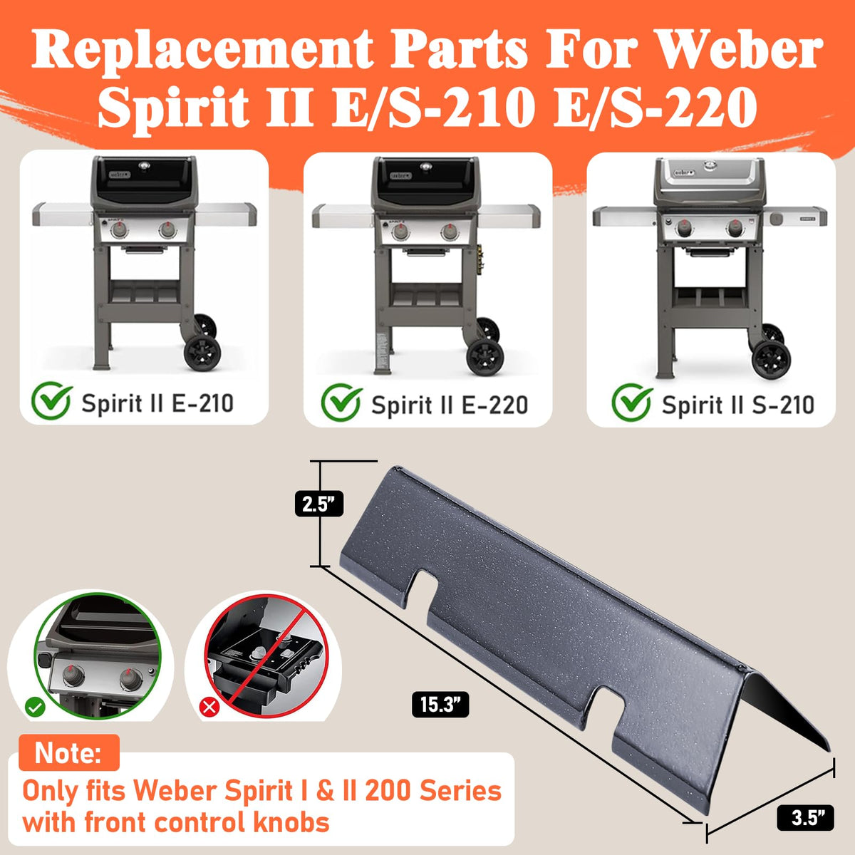 Uniflasy flavorizer bars fit Weber Spirit 2 and Spirit II models for easy retrofit.