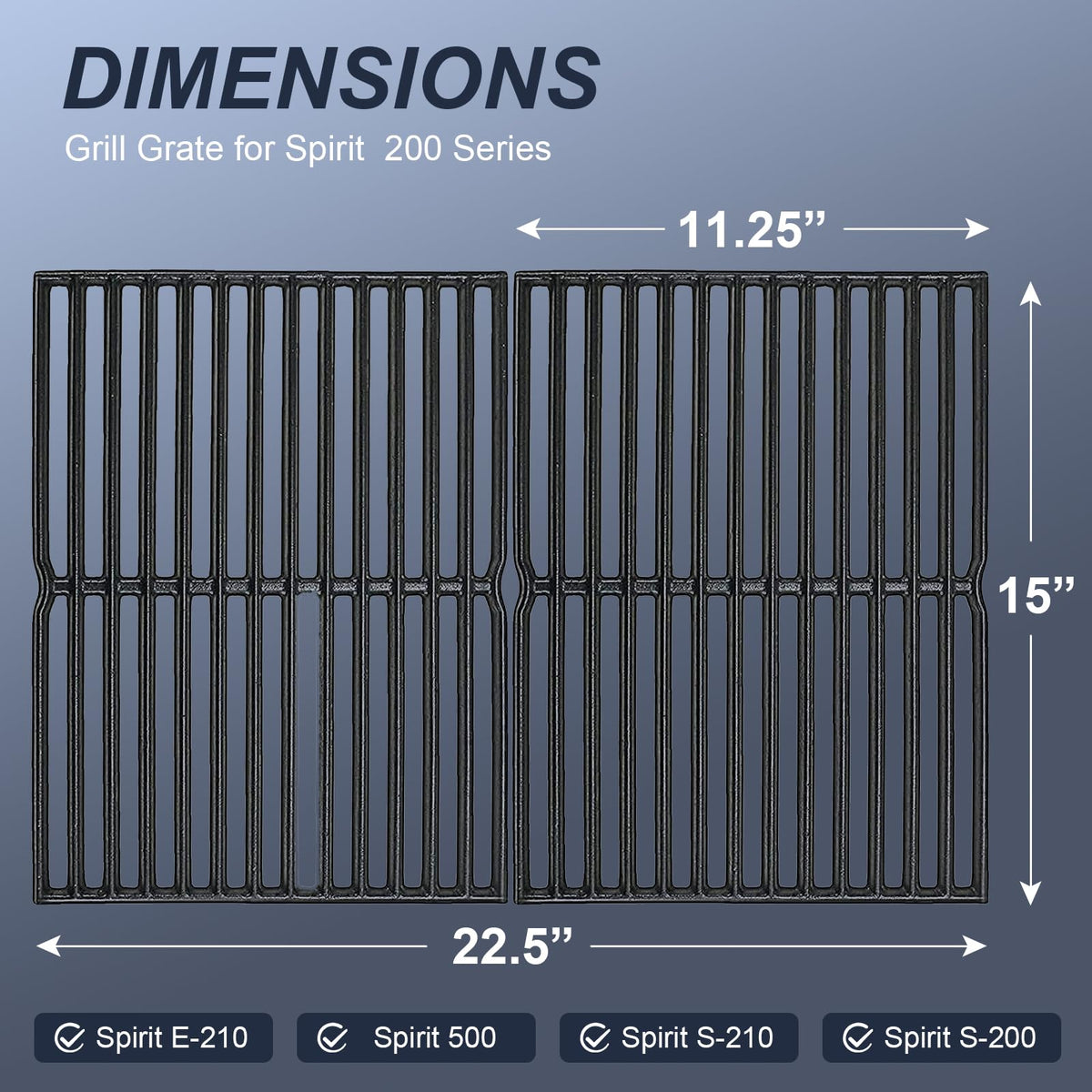Uniflasy Weber Spirit 200-series side-panel grates fit multiple Spirit models for versatile use