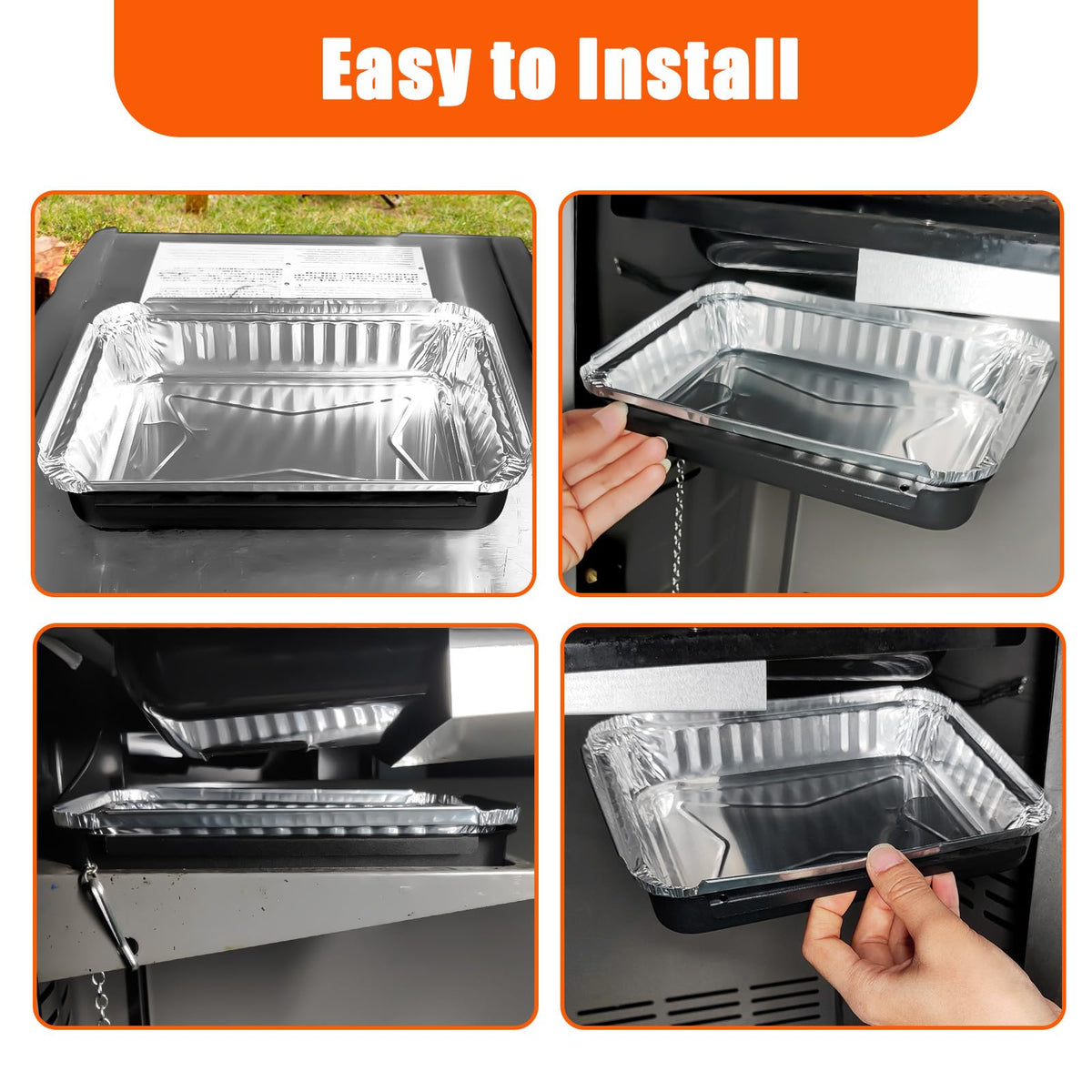 Uniflasy Summit-compatible grease tray keeps grill clean during cooking.