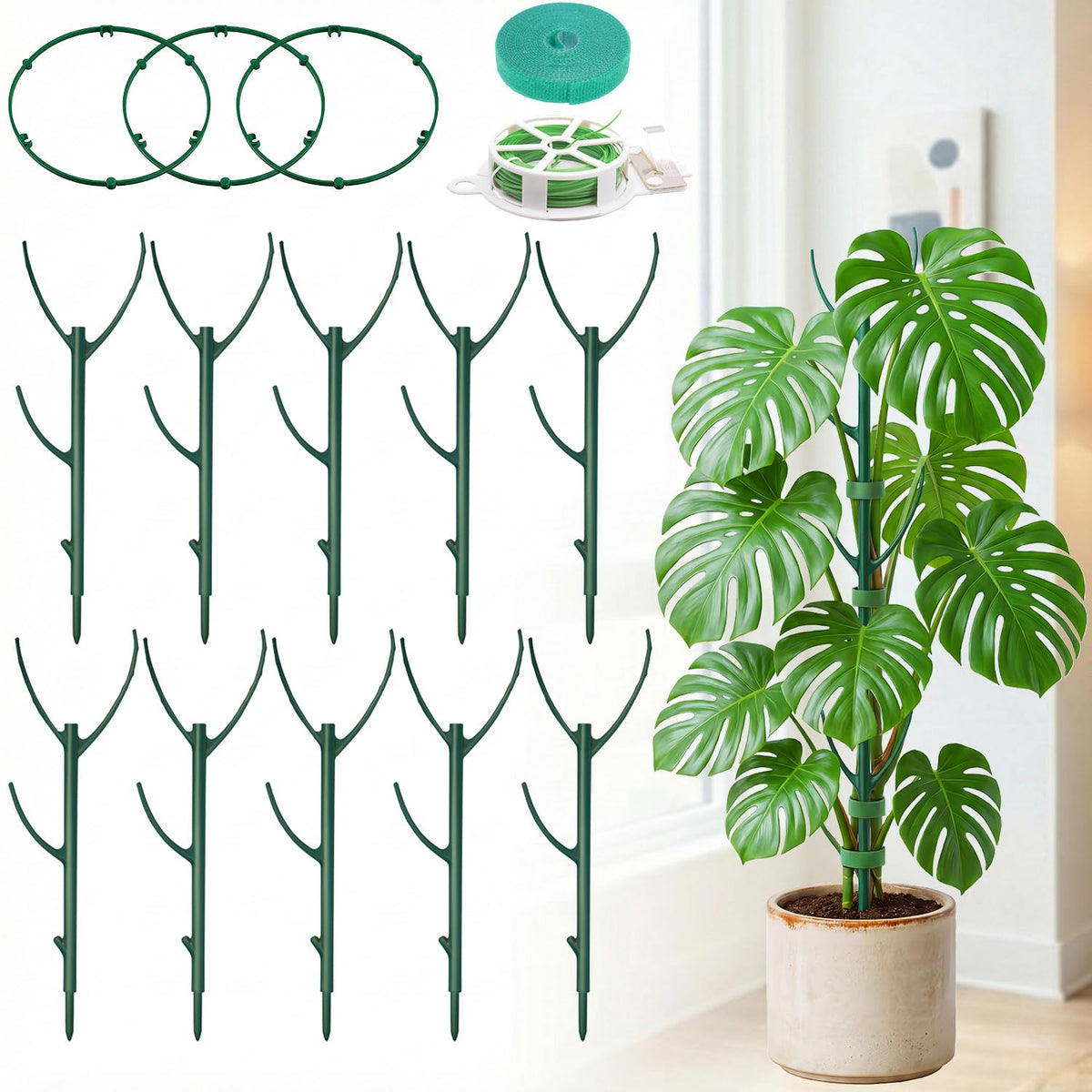 Unijoy Monstera stake stackable assembly supports growing vines with modular height.